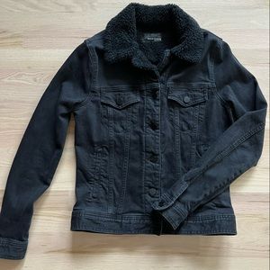 Black Denim Jacket with Shearling